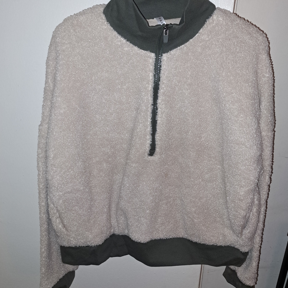 Fabletics Cream and Gray Cowl Neck Sweater